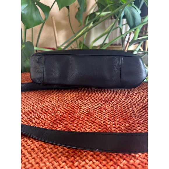 Coach Black Leather Crossbody Bag Lizard Trim Silver Hardware - Picture 12 of 13